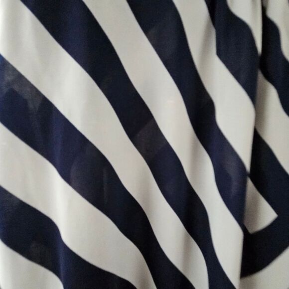 Raindrops Maxi Dress V-Neck Blue White Stripes Strapless Casual Vacation Neutral - Picture 5 of 11